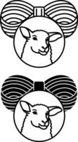 Wool Icons. Black and White Illustrations. Skein of Thread and Sheep. Material Characteristics Concept vector