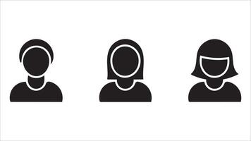 Simple Female User Icons Profiles, Avatar, Graphics, Design, Black, White, Silhouette, , Illus vector