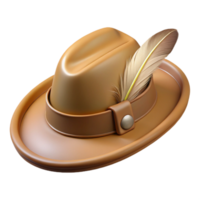 wonderful traditional Explorer Hat with Feather Isolated Element authentic png