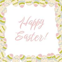 Square frame with hand drawn eggs. Happy Easter background vector