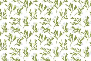 Seamless pattern with hand drawn leaves and blossoms vector