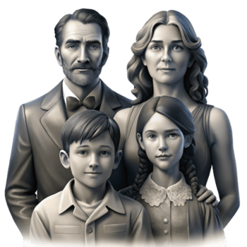 dramático artístico família retrato vintage estilo sépia tom Cortar fora genuíno png