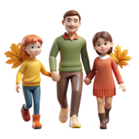 dramatic artistic Family Walking Hand in Hand Autumn Colors Transparent Background authentic png