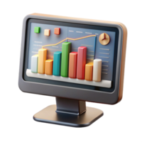 impressive abstract Financial Charts on Desktop Computer Screen Transparent Background original png