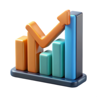 serene traditional Financial Graph Chart with Arrow Up Isolated Element professional png