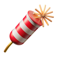 magnificent abstract Firecracker with Sparks Red and White Cutout original png