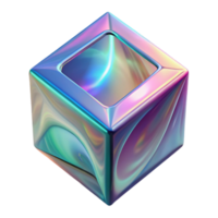 beautiful rustic Floating Holographic Cube Rotating Transparent Background genuine png