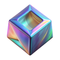 wonderful artistic Floating Holographic Cube Rotating Transparent Background detailed png