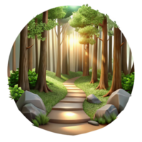extraordinary classic Forest Path with Sunlight Transparent Background original png