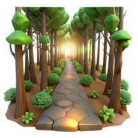 vibrant creative Forest Path with Sunlight Transparent Background high resolution png