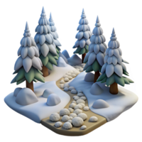 beautiful minimalist Forest Trail Covered in Snow Cutout detailed png