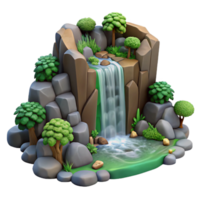 stunning artistic Forest Waterfall with Rocks Cutout high resolution png