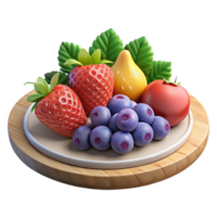 serene rustic Fruit Platter with Grapes and Strawberries Transparent Background original png