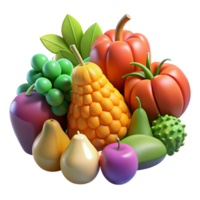 impressive minimalist Fruits and Vegetables Colorful Array Isolated Cutout authentic png