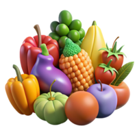 stunning rustic Fruits and Vegetables Colorful Array Isolated Cutout professional png