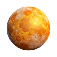 vibrant minimalist Full Moon Orange Glowing Transparent Background high quality png