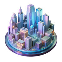 impressive abstract Futuristic Cityscape Hologram Transparent Background authentic png