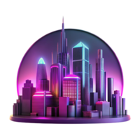 extraordinary rustic Futuristic Cityscape Silhouette with Neon Glow Cutout high resolution png