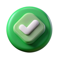 vibrant minimalist Game Ui Button Green with White Checkmark Isolated Element authentic png