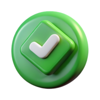 vibrante minimalista jogos ui botão verde com branco marca de verificação isolado elemento Alto qualidade png