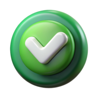 impressionante abstrato jogos ui botão verde com branco marca de verificação isolado elemento original png