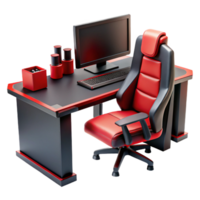 stunning minimalist Gaming Desk Setup Black and Red Theme Cutout Element authentic png
