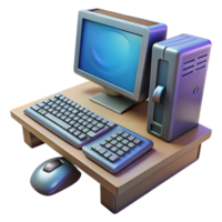 elegant minimalist Gaming Desktop Computer with Keyboard and Mouse Isolated detailed png