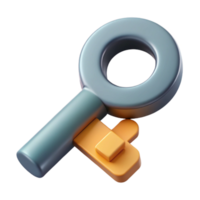 dramatic rustic Geometric Key Icon with Keyword Research for Seo Transparent Background high resolution png