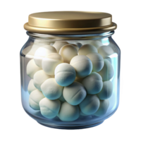 beautiful vintage Glass Jar with Cotton Balls Transparent Background professional png