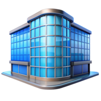 wonderful rustic Glass Office Building with Blue Sky Reflection Front View Transparent Background premium png