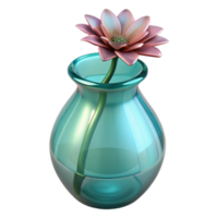 vibrant rustic Glass Vase with Single Flower Transparent Background high quality png