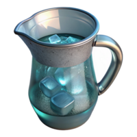 wonderful artistic Glass Water Pitcher with Ice Transparent Background high resolution png
