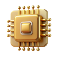 impressive abstract Gold Ai Chip with Binary Code Cutout 4K png