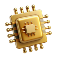 magnificent contemporary Gold Ai Chip with Binary Code Cutout authentic png
