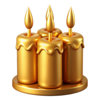 impressionante moderno dourado aniversário velas Cortar fora transparente fundo 4k png