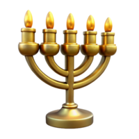 vibrant vintage Golden Hanukkah Menorah with Lit Candles Cutout authentic png
