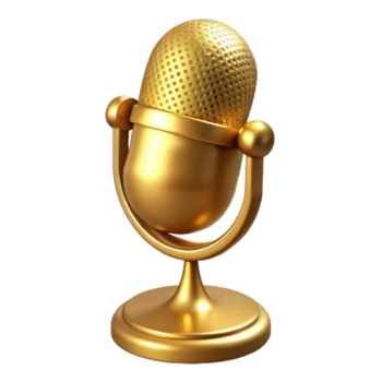 deslumbrante rústico dourado microfone Cortar fora com ficar de pé isolado Alto qualidade png