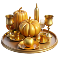 wonderful contemporary Golden Thanksgiving Table Setting Cutout Transparent Background authentic png
