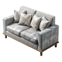 magnificent traditional Gray Sofa with White Cushions Transparent Background high resolution png
