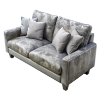 dramatic rustic Gray Sofa with White Cushions Transparent Background original png