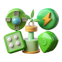 vibrant abstract Green Energy Icon Set Colorful Transparent Background high quality png