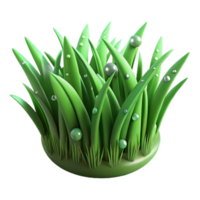 vibrant modern Green Grass with Dew Drops Transparent Background Isolated high resolution png