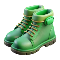beautiful abstract Green Hiking Boots Side View Isolated on Transparent Background authentic png
