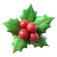 wonderful creative Green Holly Sprig with Red Berries Isolated Element high quality png