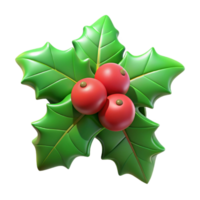 vibrant modern Green Holly Sprig with Red Berries Isolated Element professional png