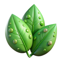 serene rustic Green Leaves with Water Droplets Close Up Transparent Background Isolated authentic png
