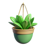 serene minimalist Green Plant in a Ceramic Pot Isolated on Transparent Background detailed png