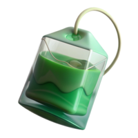 wonderful rustic Green Tea Bag in Water Transparent Background authentic png
