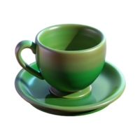 extraordinary abstract Green Teacup with Saucer Isolated on Transparent Background authentic png