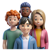 impressive abstract Group of Diverse Students Front View Isolated high resolution png